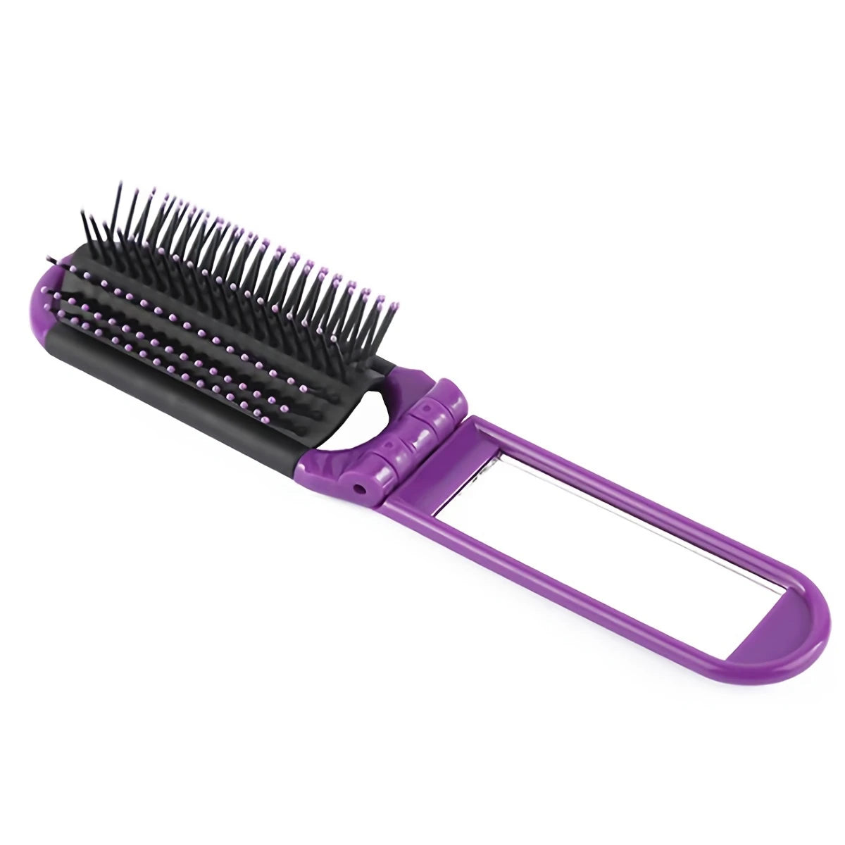 Brosse à Cheveux Pliable avec Miroir Intégré – Accessoire 2 en 1 Compact pour Retouches Beauté en Déplacement