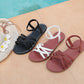 Sandales plates pour femme à lanières tissées simples et élégantes