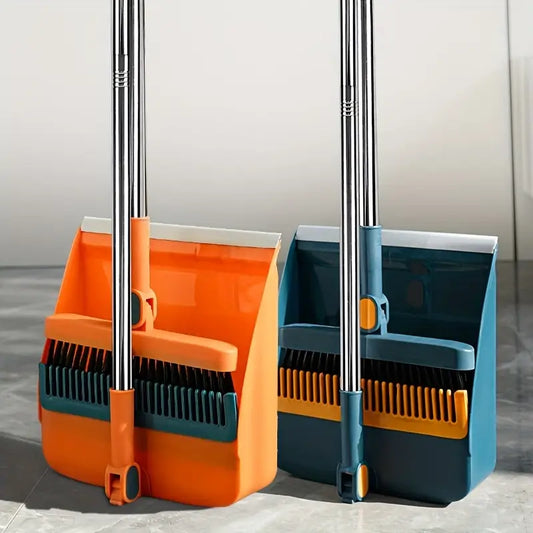 Set Balai et Pelle à Long Manche avec Brosse Anti-Poussière – Rangement Vertical et Nettoyage Facile