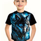 T-shirt Garçon Motif 3D Loup et Tigre
