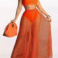 Ensemble Plage 2 Pièces – Haut Bandeau et Jupe Longue Transparente Plissée