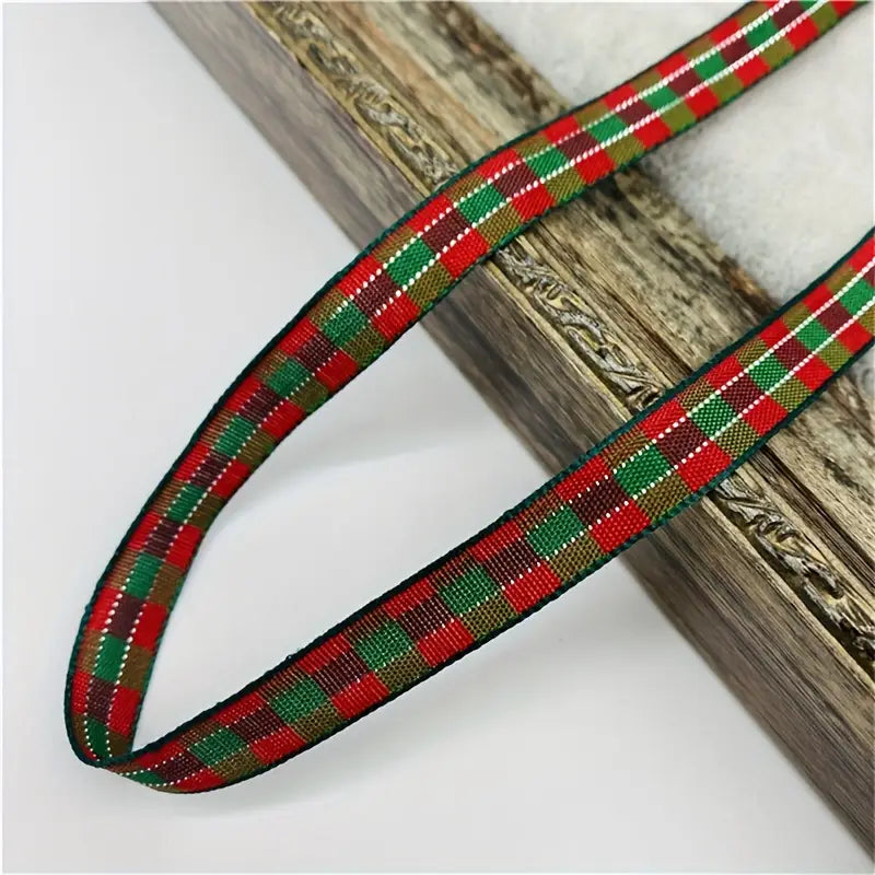 Ruban à carreaux rouge et vert – Décoration festive pour emballage cadeau, bricolage et créations de Noël
