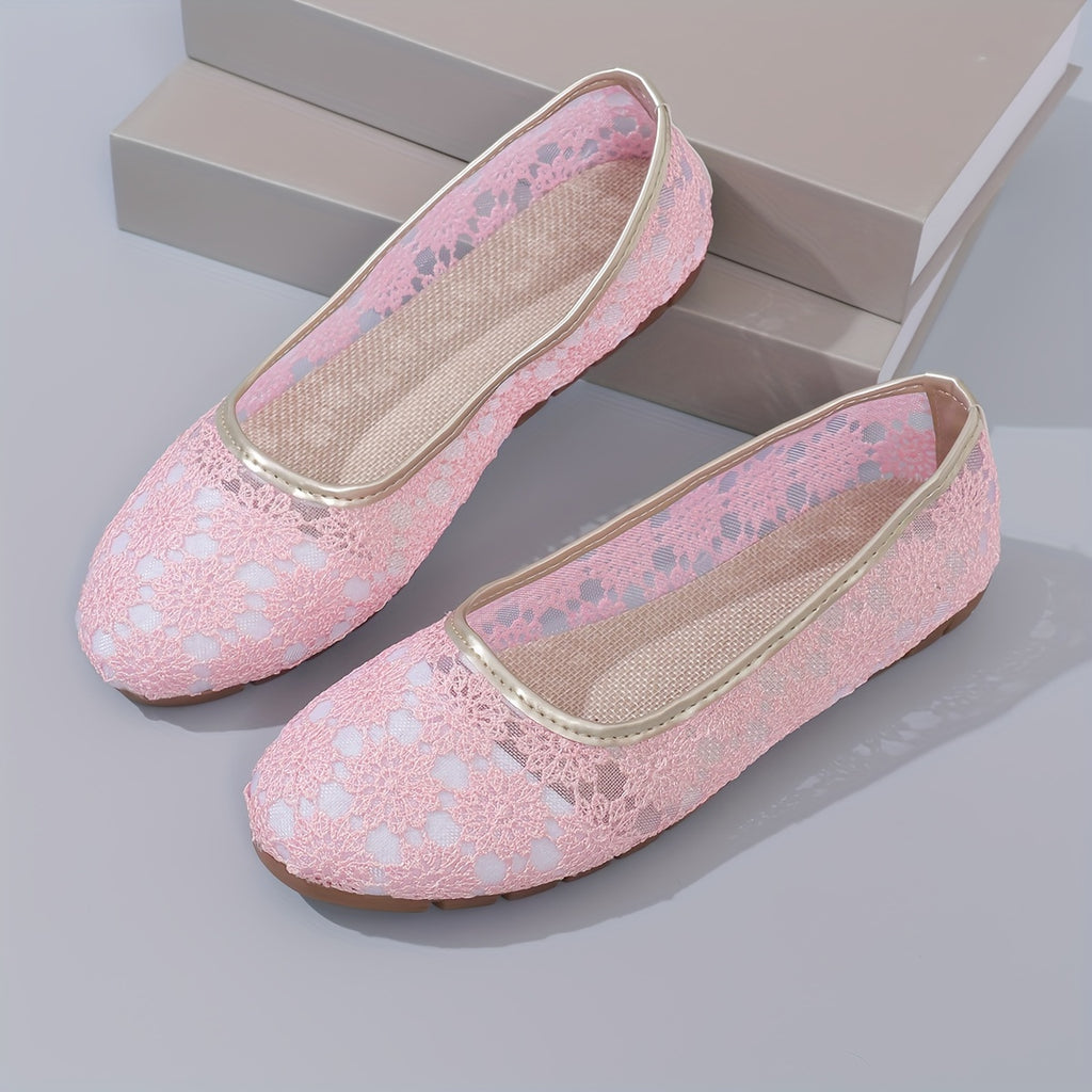 Ballerines femme en dentelle florale