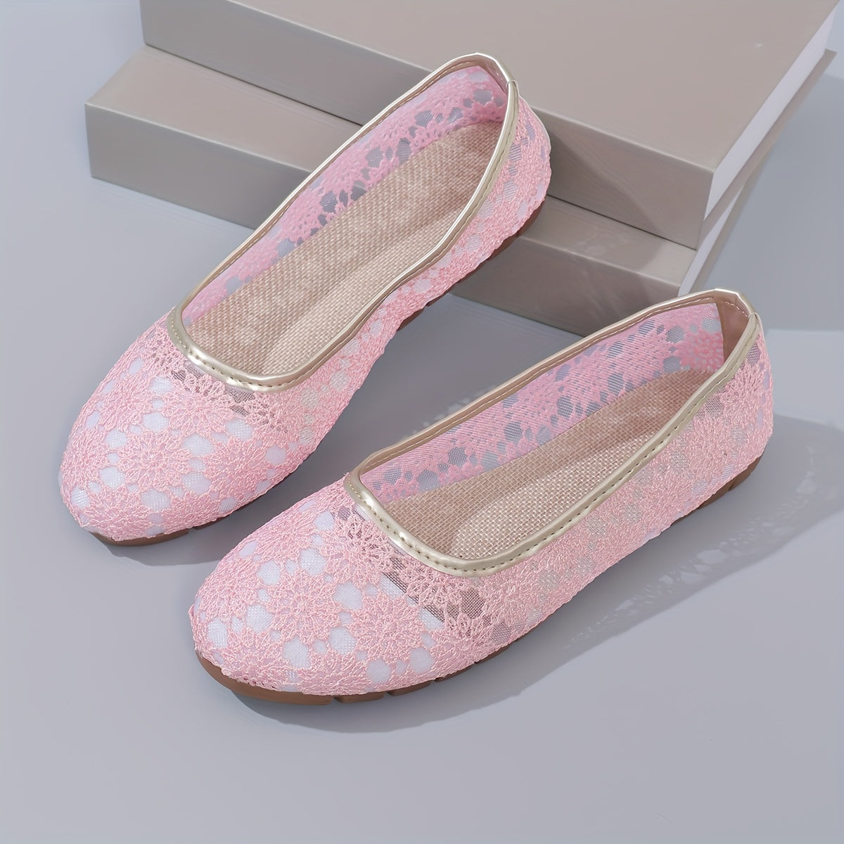 Ballerines femme en dentelle florale