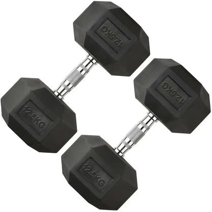 Haltères hexagonaux en caoutchouc – Poids de musculation anti-choc pour entraînement fitness et muscu