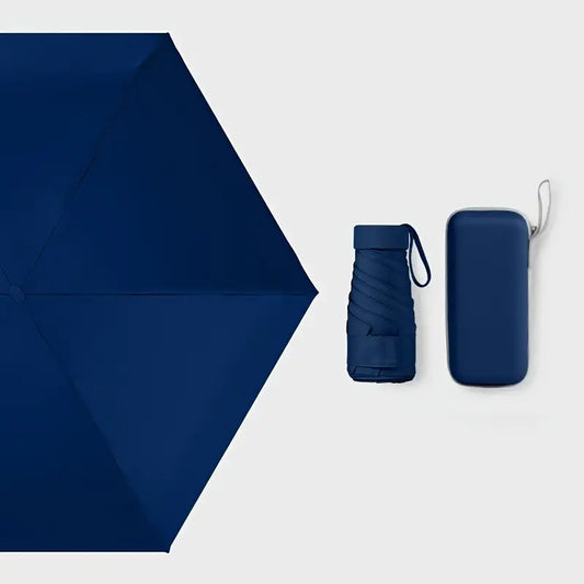Parapluie pliable bleu ciel avec étui rigide  Compact, léger et imperméable
