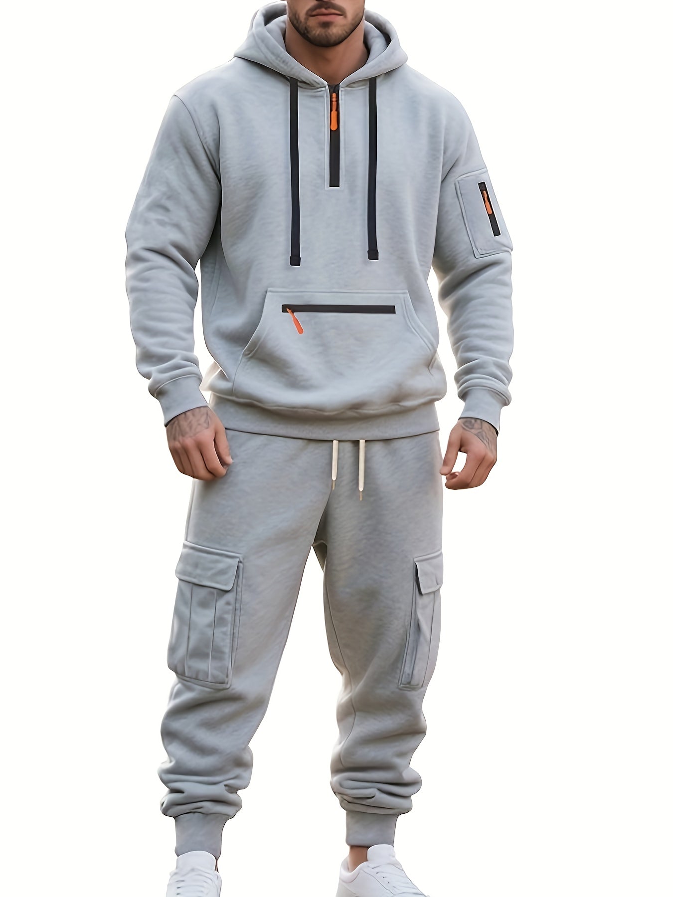 Ensemble décontracté et athlétique à capuche zippée pour homme
