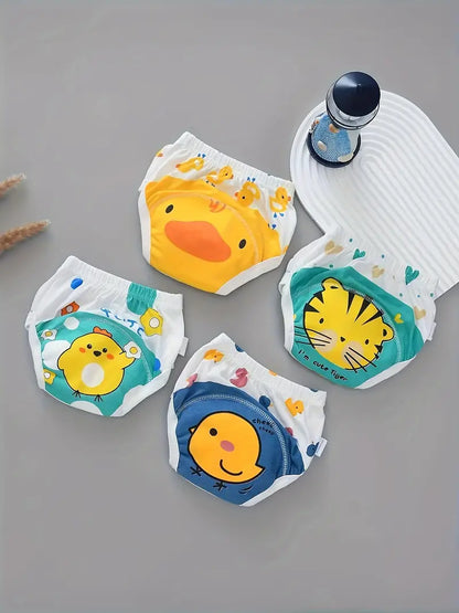 Culottes d’apprentissage bébé réutilisables – Lot de 4 couches lavables imprimées animaux mignons