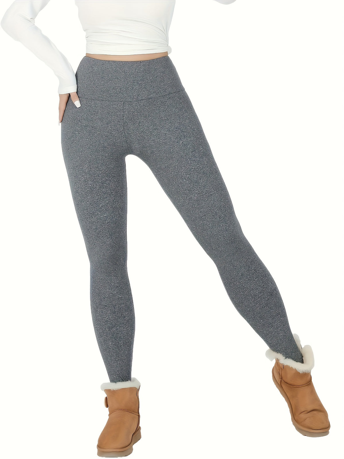 Leggings Femme Doublés Polaire Taille Haute