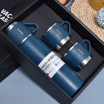 Mug Isotherme Inox 500ml + 2 tasses Assortis, coloris Bleu marine