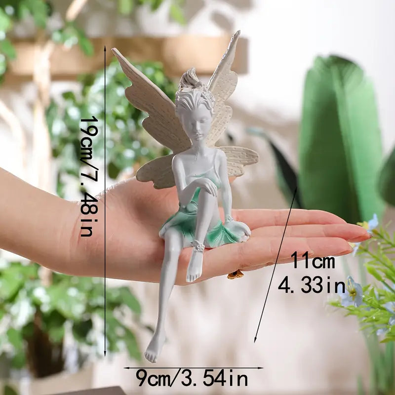 Sculpture de jardin fée assise – Statue décorative extérieure élégante pour embellir vos espaces verts