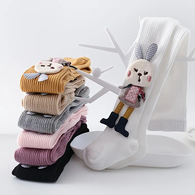 Collants bébé en coton doux avec motif lapin – Bas chauds et confortables pour filles et garçons