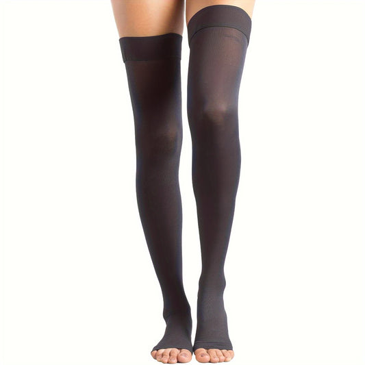 Bas de contention femme cuisse – Compression graduée confort avec pieds ouverts