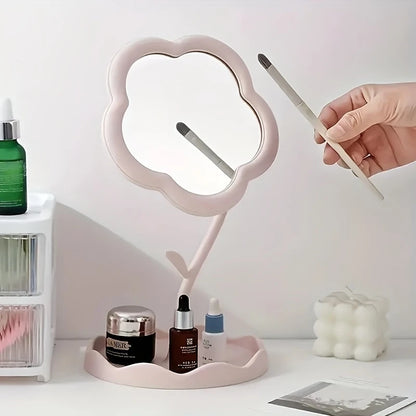Miroir de Maquillage Fantaisie en Forme de Fleur, coloris Rose