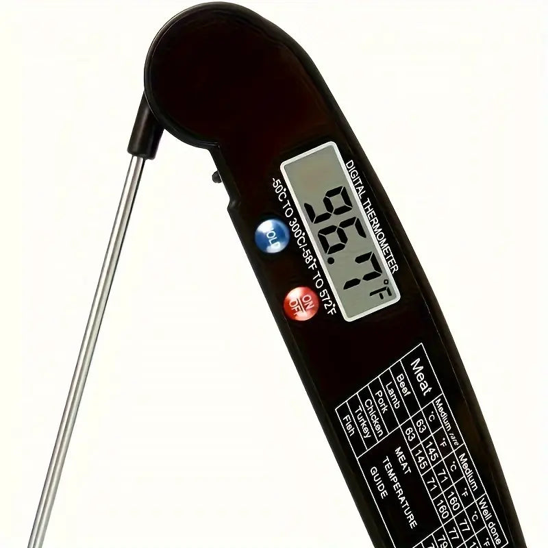 Thermomètre de Cuisine Numérique – Sonde Pliable Ultra-Rapide pour Viande, Barbecue, Four et Liquides | Précision et Lecture Instantanée