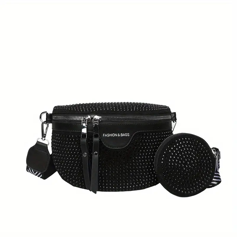 Sac banane et bandoulière femme – Look glamour avec détails brillants et double rangement