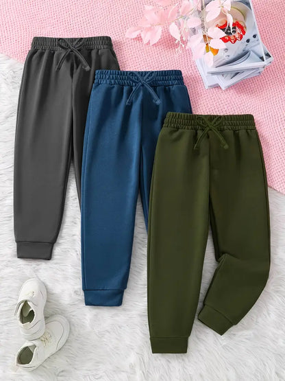 Pantalon Jogging Garçon Uni – Pantalons Enfant Confortables avec Taille Élastique et Cordon de Serrage