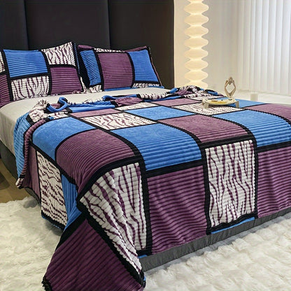 Plaid Imprimé Douillet, coloris Bleu/violet