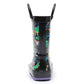 Bottes de pluie garçon noires à motifs dinosaures et espace – Bottes imperméables colorées avec poignées