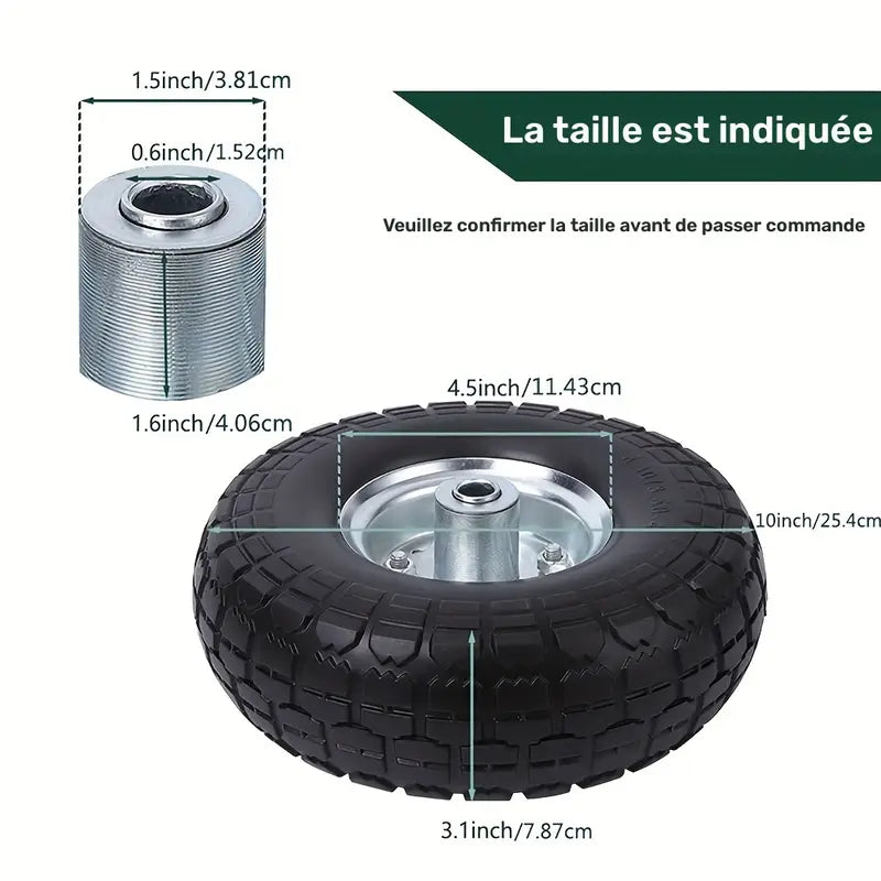 Lot de 2 Pneus avec Jantes Métalliques – Roues de Rechange Robustes pour Chariots, Remorques et Équipements de Jardin