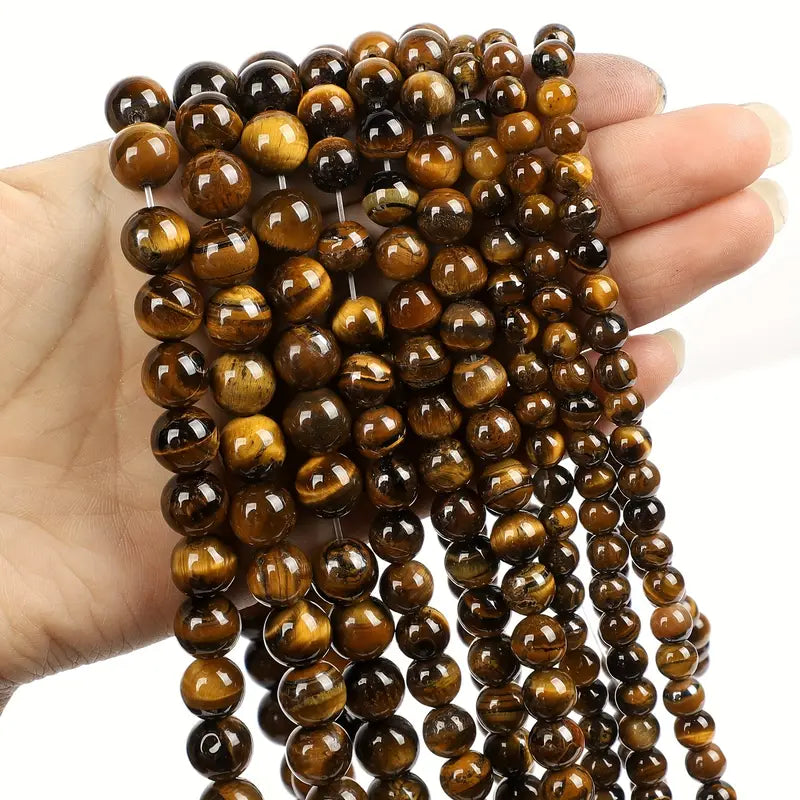 Perles rondes en pierres précieuses naturelles – Pierres en vrac multicolores pour création de bijoux et lithothérapie