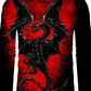 T-shirt fantaisie homme à lacets – Haut noir et rouge motif dragon gothique médiéval