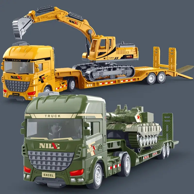 Camion Porteur avec Engins de Chantier et Tank – Accessoire Miniature Original pour Montre