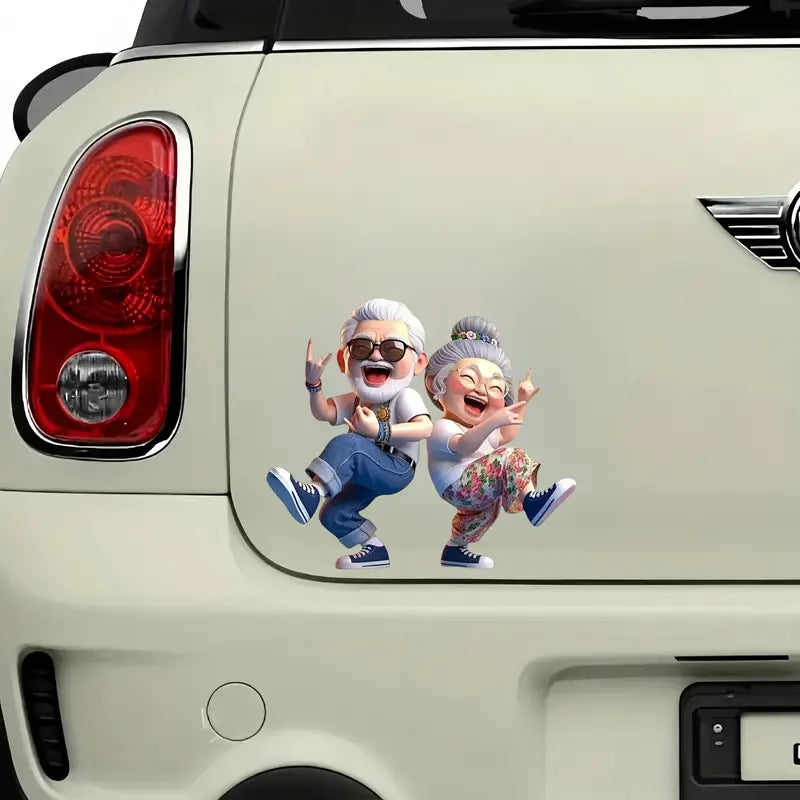 Autocollant Voiture Couple de Personnages Rigolos – Sticker Décoratif Amusant et Original