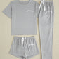 Pyjama Femme 3 Pièces Noir – T-Shirt, Short & Pantalon Long, Ensemble Polyvalent et Confortable pour la Nuit
