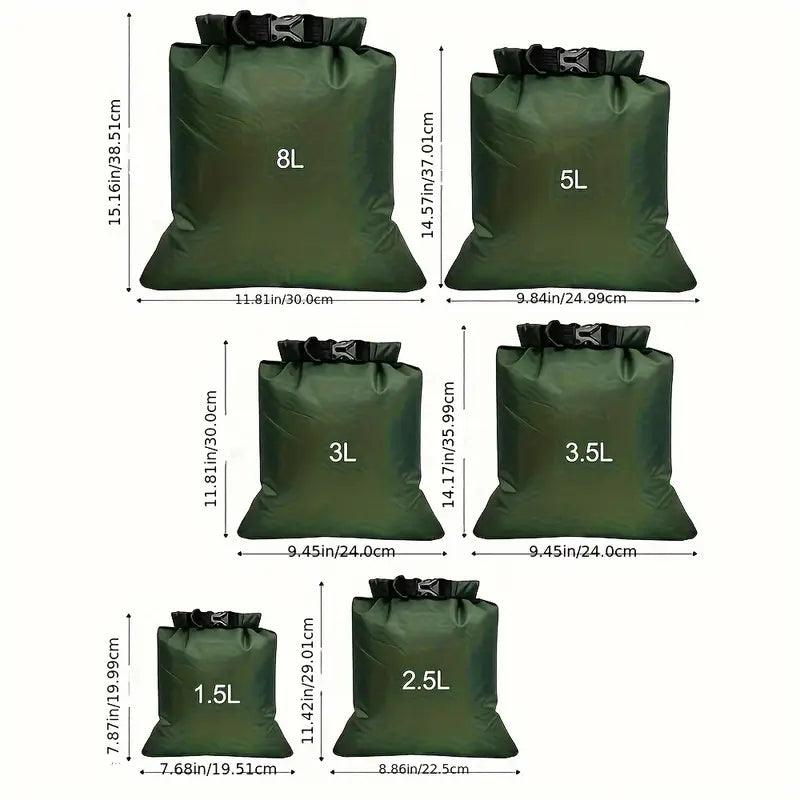 Sac de Rangement Imperméable Extérieur – Lot de 5 Sacs Étanches Ultra-Résistants pour Camping, Randonnée, Kayak et Activités Outdoor
