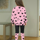 Chemise fille rose imprimé chat et cœurs