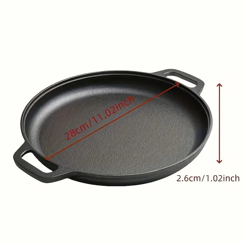Poêle en fonte camping avec poignées – Plat de cuisson robuste pour barbecue, feu de camp et cuisine outdoor