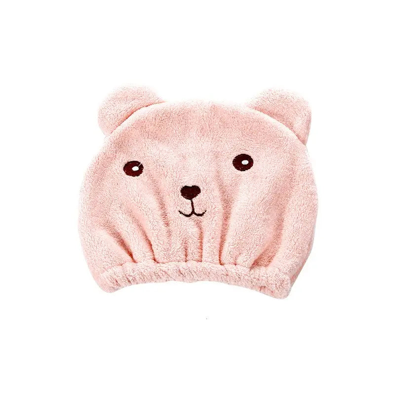 Bonnets Séchage Rapide en Microfibre Forme Ours – Ultra Doux pour Enfants et Adultes – Lot de 2 (Rose & Bleu)