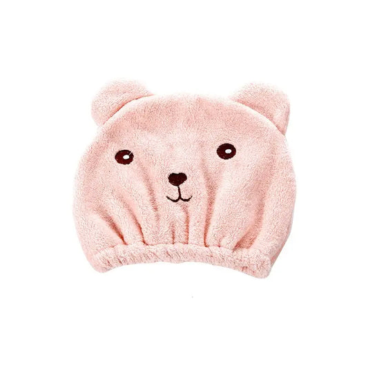 Bonnets Séchage Rapide en Microfibre Forme Ours – Ultra Doux pour Enfants et Adultes – Lot de 2 (Rose & Bleu)