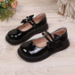 Ballerines fille noires vernies avec nœud élégant – Chaussures habillées confortables