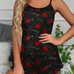 Pyjama Femme Sexy Noir à Bretelles – Ensemble 2 Pièces Motif Baiser & Curious, Look Tendance pour la Nuit