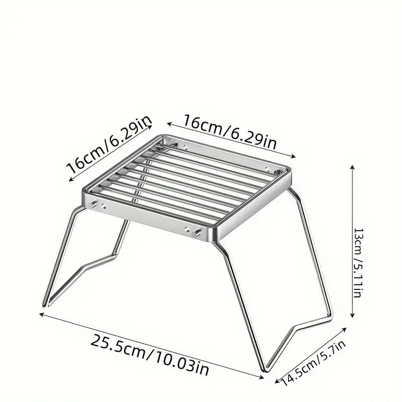 Grille de cuisson pliable en acier inoxydable – Accessoire compact pour barbecue, camping et cuisine d’extérieur