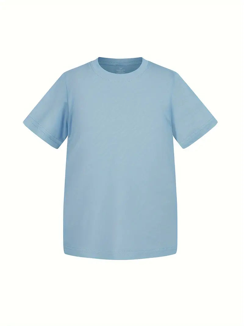 T-shirt basique garçon bleu – Haut coton uni confortable et tendance