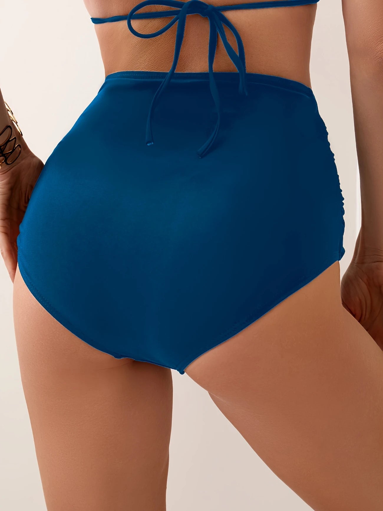 Bas de Bikini Femme Taille Haute Froncée – Effet Ventre Plat, Confort & Élégance