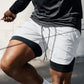 Short de sport homme 2 en 1, coloris Blanc