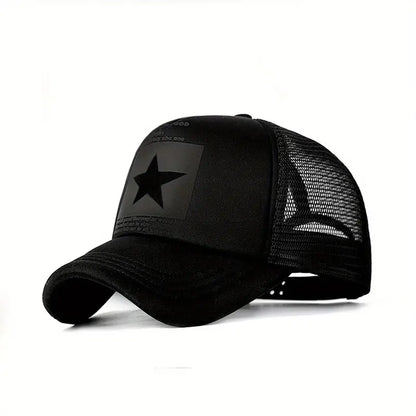 Casquette trucker homme noire étoile – Casquette respirante filet réglable streetwear