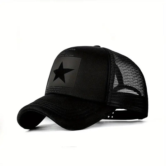 Casquette trucker homme noire étoile – Casquette respirante filet réglable streetwear