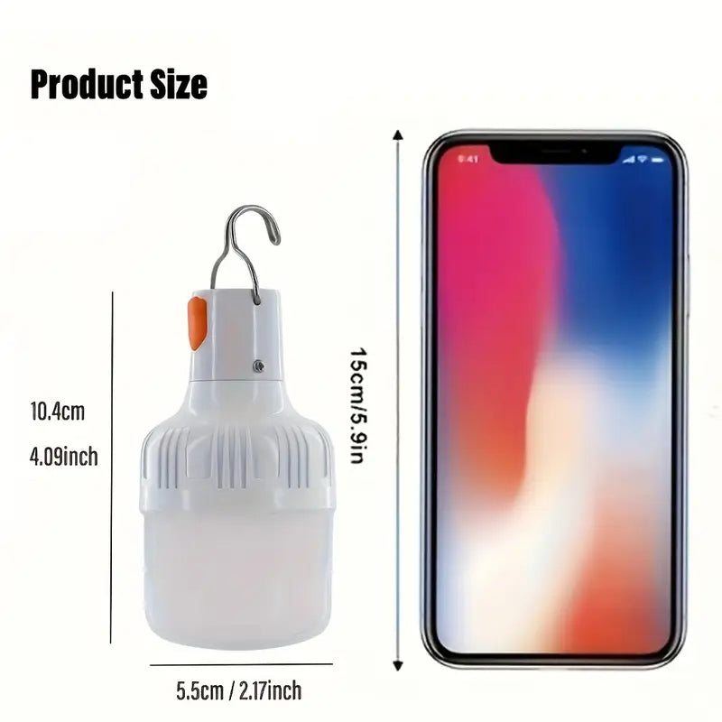 Lampe LED Rechargeable IPX4 Étanche avec Crochet – Éclairage Portable pour Camping, Randonnée et Extérieur