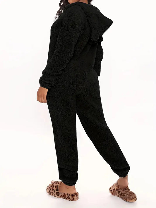 Combinaison d’Hiver Femme en Polaire Douce avec Capuche – Pyjama Chaud et Confort Cocooning
