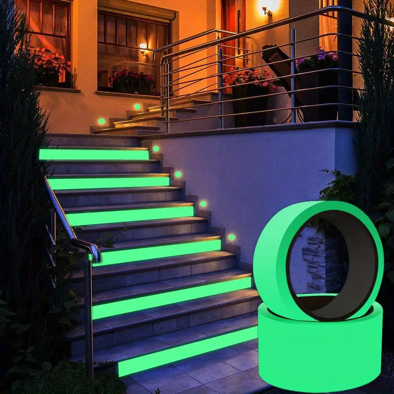 Ruban Lumineux Photoluminescent Antidérapant – Bande Fluorescente de Sécurité pour Escaliers et Zones Sombres
