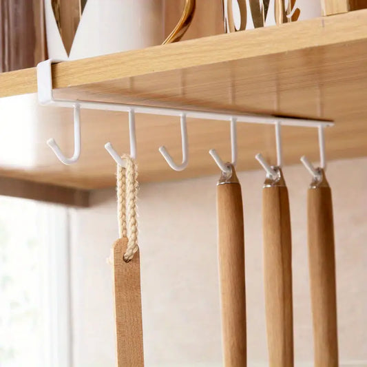 Porte-Ustensiles de Cuisine à Crochets – Rangement Suspendu Sous Étagère