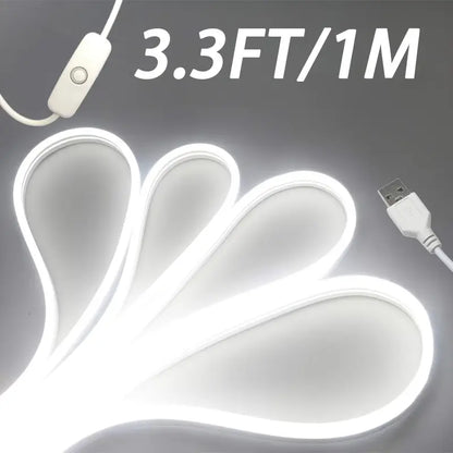 Ruban LED Flexible 4M USB – Éclairage Blanc Froid 13FT avec Interrupteur, Idéal pour Décoration Intérieure et Bureaux