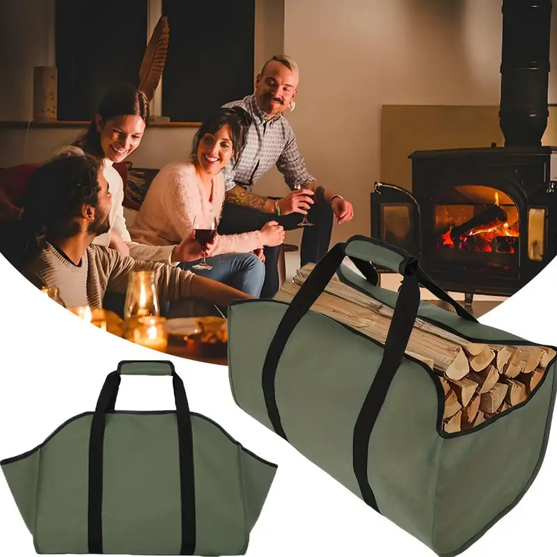 Sac de Transport de Bois de Chauffage Extérieur – Grande Capacité et Durable pour Camping, Feu de Camp et Jardinage
