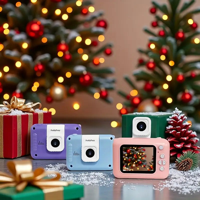 Appareil Photo Numérique pour Enfants PoddyPony – Caméra HD Rechargeable avec Écran et Objectif Amovible