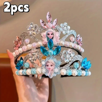 Couronne Reine des Neiges fille – Diadème princesse bleu pour déguisement et fête